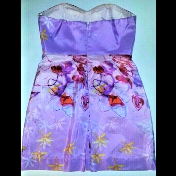 ALI RO Silk Floral Tube Mini Dress BARBIE Style Pink Travel Wardrobe S - Picture 2 of 8